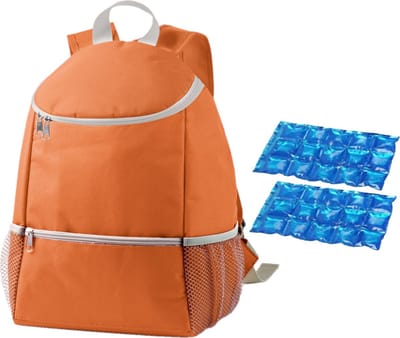 Koeltas rugtas/rugzak oranje met 2 stuks flexibele koelelementen 10 liter