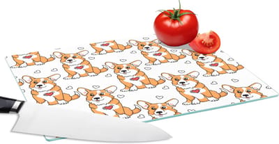 Glazen Snijplank - 28x20 - Hond - Hart - Patronen - Jongen - Snijplanken Glas