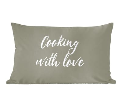 Sierkussens - Kussentjes Woonkamer - 60x40 cm - Quotes - Cooking with love - Spreuken - Liefde - Koken