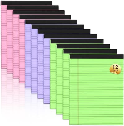 Gekleurde Notitieblokken - Lijntjes Papier - Notities Maken - Micro Geperforeerd - 8.5 x 11 Inch - Meerdere Kleuren