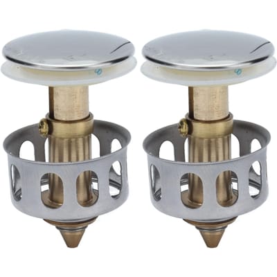 2 Pièces Push Bounce Core Bouchon d'Évier Universel à Poussoir Filtre de Drain Pop-Up pour Salle de Bain gray