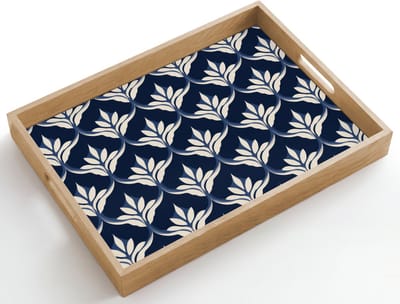 Dienblad hout 50x35 cm - Schootdienblad - Modern - Ontwerp - Blauw - Borrelplank rechthoek - Plateau dienbladen