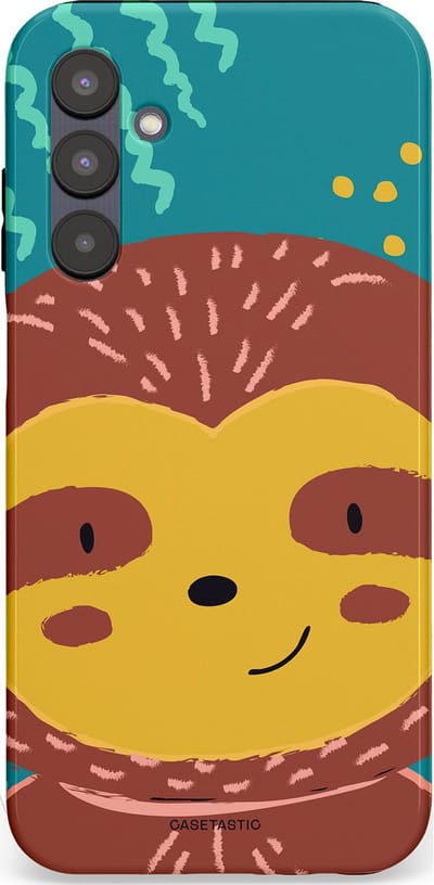 Casetastic hoesje geschikt voor Samsung Galaxy A25 - Dubbellaagse bescherming - Vrolijke luiaard - Fashion Case - Terracotta Petrol Goud