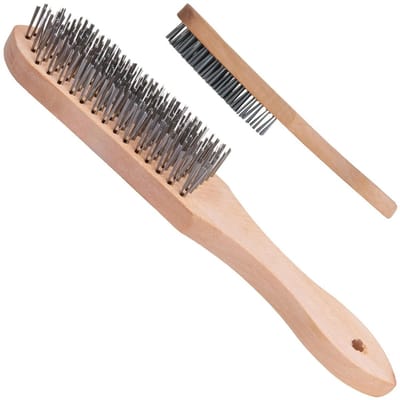 GEKO 6-rijen staalborstel - ergonomische houten greep - 28,5 cm - 13x3 cm werkoppervlak