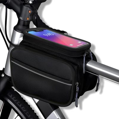 Fietstas frame, waterdichte fietstas voor mobiele telefoon fiets telefoonhouder bovenbuistas met gevoelig touchscreen en regenhoes voor racefietsen en mountainbikes, fietsaccessoires