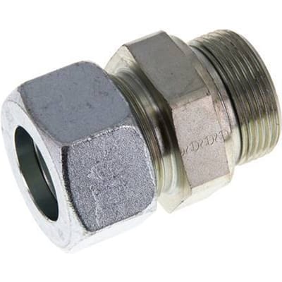 G 1 1/4'' Buitendraad x 30S Verzinkt Stalen Rechte Snijring Koppeling met FKM Afdichting 400 Bar DIN 2353 - FL2S-MC-EZN-114G-30-S