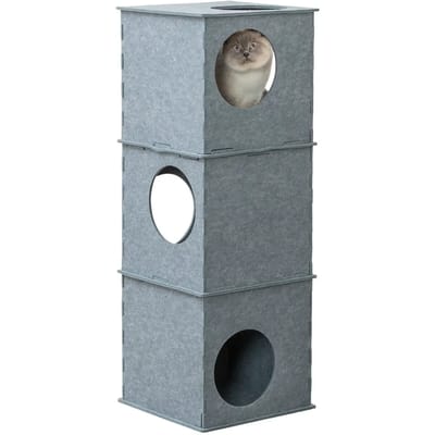 Trixie Nele - Kattenhuis & Toren - Vilt - Grijs - 38X38X105 cm