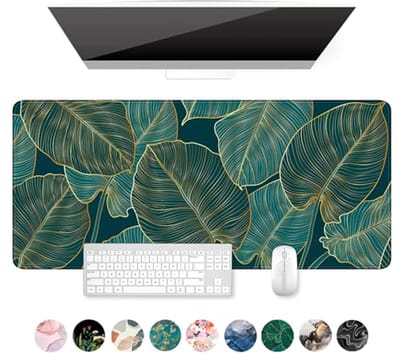 Grote XXL Gaming Muismat met Groene Tropische Bladeren - Bureauonderlegger voor Desktop en Laptop - 90 x 39,9 cm