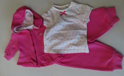 Ensemble - 3 delig - Meisje - Donker roze - T shirt , gilet en broek - 1 maand 56