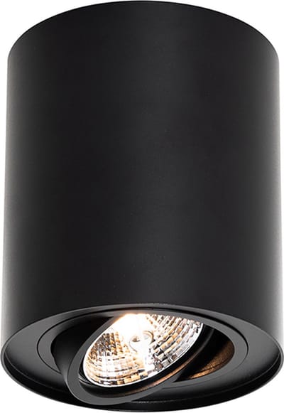 QAZQA rondoo up - Moderne Plafondspot | Spotje | Opbouwspot - 1 lichts - Ø 12 cm - Zwart - Woonkamer | Slaapkamer | Keuken