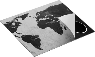 Chefcare Inductie Beschermer Oude Wereldkaart - Zwart Wit - 60x50 cm - Afdekplaat Inductie - Kookplaat Beschermer - Inductie Mat