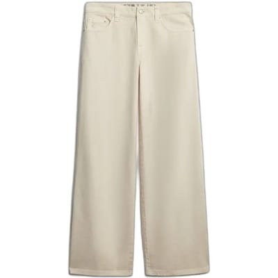 Superdry Mid Rise Baggy Broek Beige 27 / 30 Vrouw