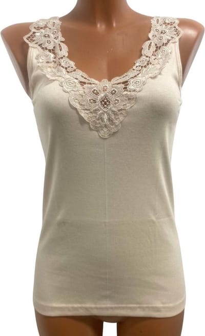 2 Pack dames hemd met Kant - 100% katoen - Huidkleur - Maat 5XL
