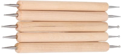 Dailygoods- Creaspen Lichtgewicht - Rilpen - Beuken Handvat - Roestvrij Staal - 5 Stuks - Voor Traceren/Graveren