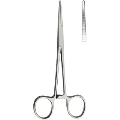 Pince à épiler en acier inoxydable pour poils de nez et d'oreilles de chien, pince hémostatique droite et courbée avec mâchoires dentelées, pince de pêche Straight white