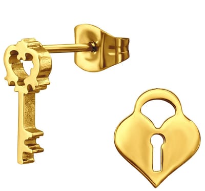 CS Joy - Hartje slotje oorbellen - Chirurgisch staal - 8 x 11 mm - ip/pvd gold plated