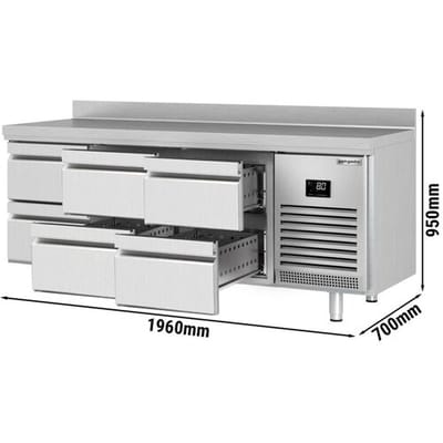 GGM Gastro Kühltisch Premium PLUS - 1960x700mm - 6 Schubladen - Aufkantung