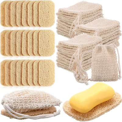 48 Stuks Zeepzakjes en Exfoliërende Spons Set voor Bad en Douche