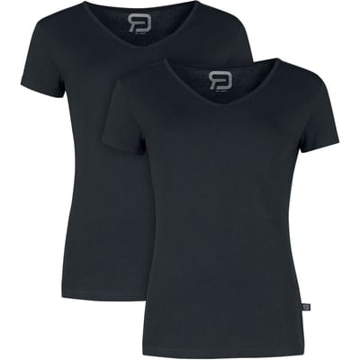 R.E.D. by EMP T-shirt - Doppelpack T-Shirts mit V-Ausschnitt - S tot 3XL - voor Vrouwen - zwart