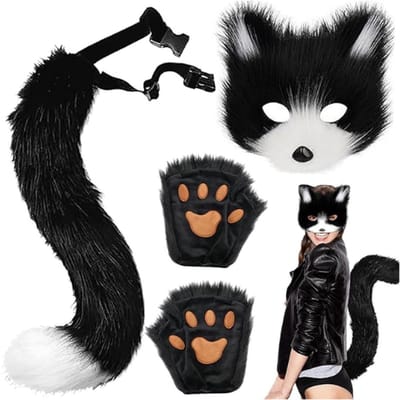 Thuys – Vossenmasker – Kunstbont Pluche Vossenmasker – Handschoenen Voor Katten – Halloween – Carnaval