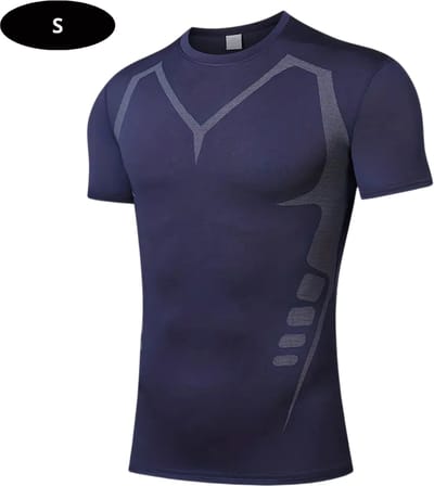 Livano Sportshirt Heren - Sport - Fitness - Compressie Shirt - Corrigerend Hemd - Sportkleding - Mannen - Blauw - 2 Stuks - S