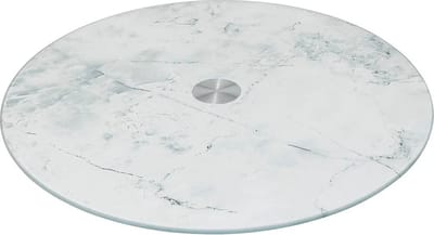 Secret de Gourmet Hapjes serveer draaiplateau - Marmer look glas - D32 cm - Tapas/kaas/voedsel