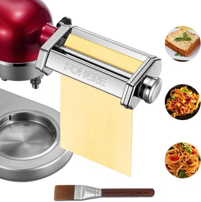 Pastamaker Opzetstuk - Deegroller Accessoire - Verse Pasta Maken - 7 Dikte Instellingen - 1-7mm - Zilver