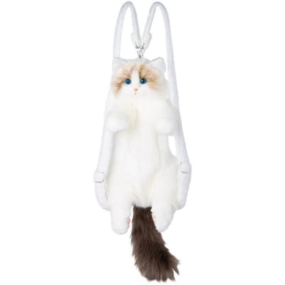 Super Realistische Pluche Kat Rugzak Reisopslag Knuffeldieren Kat Schooltassen Schattige Cartoon Boodschappentas Dieren Pluche Tas white