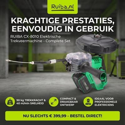 Trekveer - Ruiba CX 8010 - kabeltrekker - Professionele Elektrische trekveer- Snel, Krachtig & Makkelijk - trekveer 20 meter - trekveer 30 meter - trekveer 15 meter