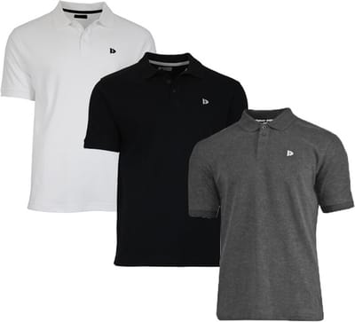 3-Pack Donnay - Polo (Noah) - Sportpolo - Heren - White/Black/Charcoal (401) - maat M
