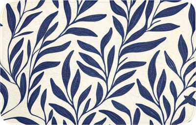 WC mat 80x50 cm - Antislip - Bladeren - Klimop - Donkerblauw - Toiletmat - Vloermat - Douchemat - Toilet tapijt - Toiletmatten
