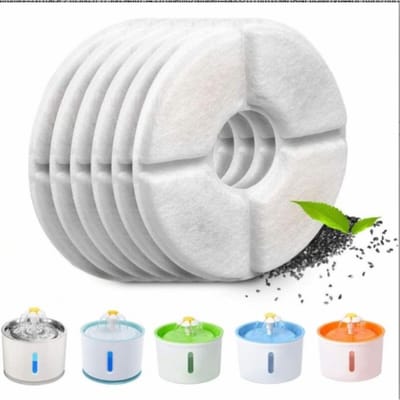 Peysaitr - Drinkfontein Filters - Actieve Kool & Hars - Universeel - Rond Filters van Carbon - Waterzuivering voor Katten en Honden - Wit - diameter12,5cm - 6 Stuks
