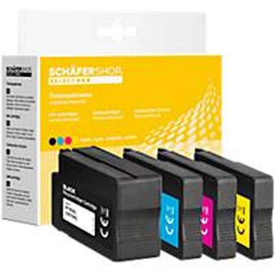 Schäfer Shop Select inktpatronen, vervangt HP 953XL (3HZ52AE), Mixpack, zwart, cyaan, geel, magenta