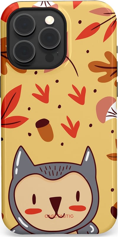 Casetastic hoesje geschikt voor Apple iPhone 15 Pro Max - MagSafe - Dubbellaagse bescherming - Uil in het woud - Fashion Case - Goud Terracotta Zand Rood