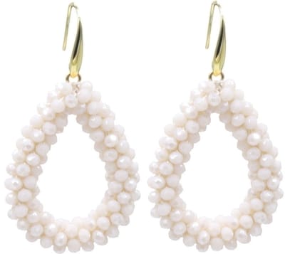 Oorbellen Beige - Met facet geslepen kralen - 4.5 x 3.5 Centimeter - Feestelijk - Damesdingetjes