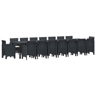 vidaXL - Tuin - eettafelset - met - kussens - 17 - st - Antraciet - PP