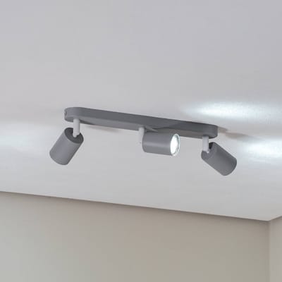 TK Lighting Plafondspot Livia, grijs, 52 cm, 3-lamps, metaal, GU10