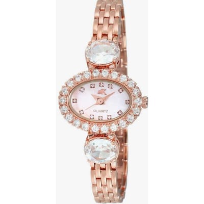Montre pour femme Adee Kaye Fancy Collection à accents de cristal, cadran en nacre, quartz AK2730-R blanc