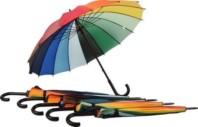 Paraplu 6 stuks - Set van 6 Windproof Regenboog Paraplu voor Volwassenen | Krom Haak Handvat | 98cm Diameter | LGBTQ Paraplu - Multi kleur - Sterke & Stevig