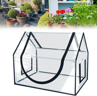 Transparante Plantenkas - Kweekkas Balkon - Planten Beschermen - Warmtebehoud Isolatie - 60x50x41 cm - Wit Zwart