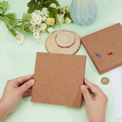 Prikborden, 15 x 15 cm, niet-zelfklevende houten kurkbord, 2 cm dik, kurkbord, displayborden, natuurlijke kurkplaten, voor wanddecoratie, feest, doe-het-zelf ambachten