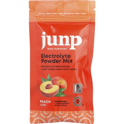 JUNP Hydratatie, Elektrolyten Poedermix, Perzik, 5 Stick Packs, 3.9g (0,14 oz) Elk