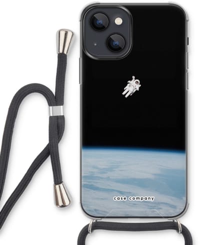 Case Company® - Hoesje met koord geschikt voor iPhone 13 mini hoesje met Koord - Alone in Space - Telefoonhoesje met Zwart Koord - Bescherming aan alle Kanten en Over de Schermrand