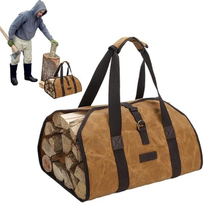 Brandhout Tas - Houtdrager Canvas - Buiten & Binnen - Waterbestendig Stevig - 97x45cm