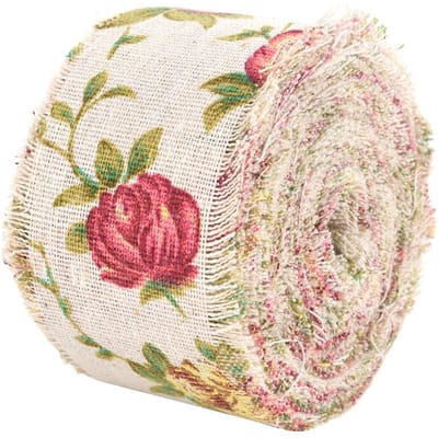 DIY bedrukt rozenbloem jute lint jute riem riem bruiloft doek decoratie 10m beige