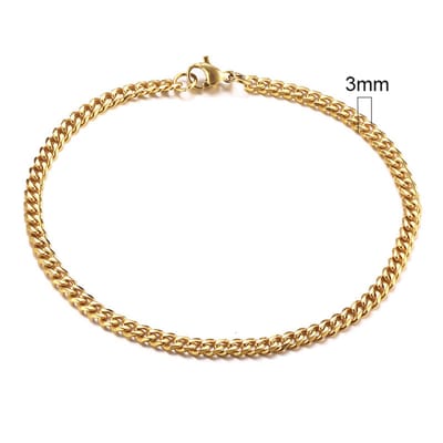 Zilverkleurige Roestvrij Stalen Armband 3mm - goud - LMPiercings