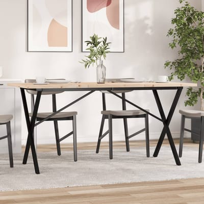 vidaXL - Eettafel - X-frame - 160x80x75,5 - cm - massief - grenenhout - en - staal