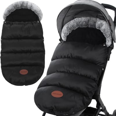Kinderwagen Voetenzak - Winterhoes Baby - Warm Buiten - Verdikte Fleece Gevoerd - 89x35 cm - Zwart