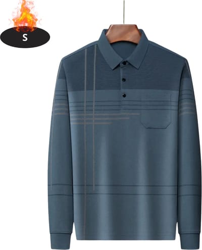 Livano Poloshirt Heren - T-Shirt Heren - Shirt - Overhemd - Polo Shirt Lange Mouwen - Blauw - S