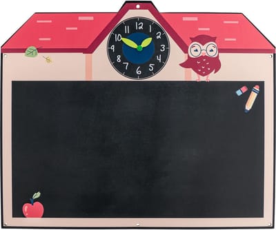 SwingKing Krijtbord met Klok - Voor Kinderen - Tekenbord voor aan de Muur / Speelhuisje accessoires / Speeltoestel accessoires - Voor Binnen of Buiten